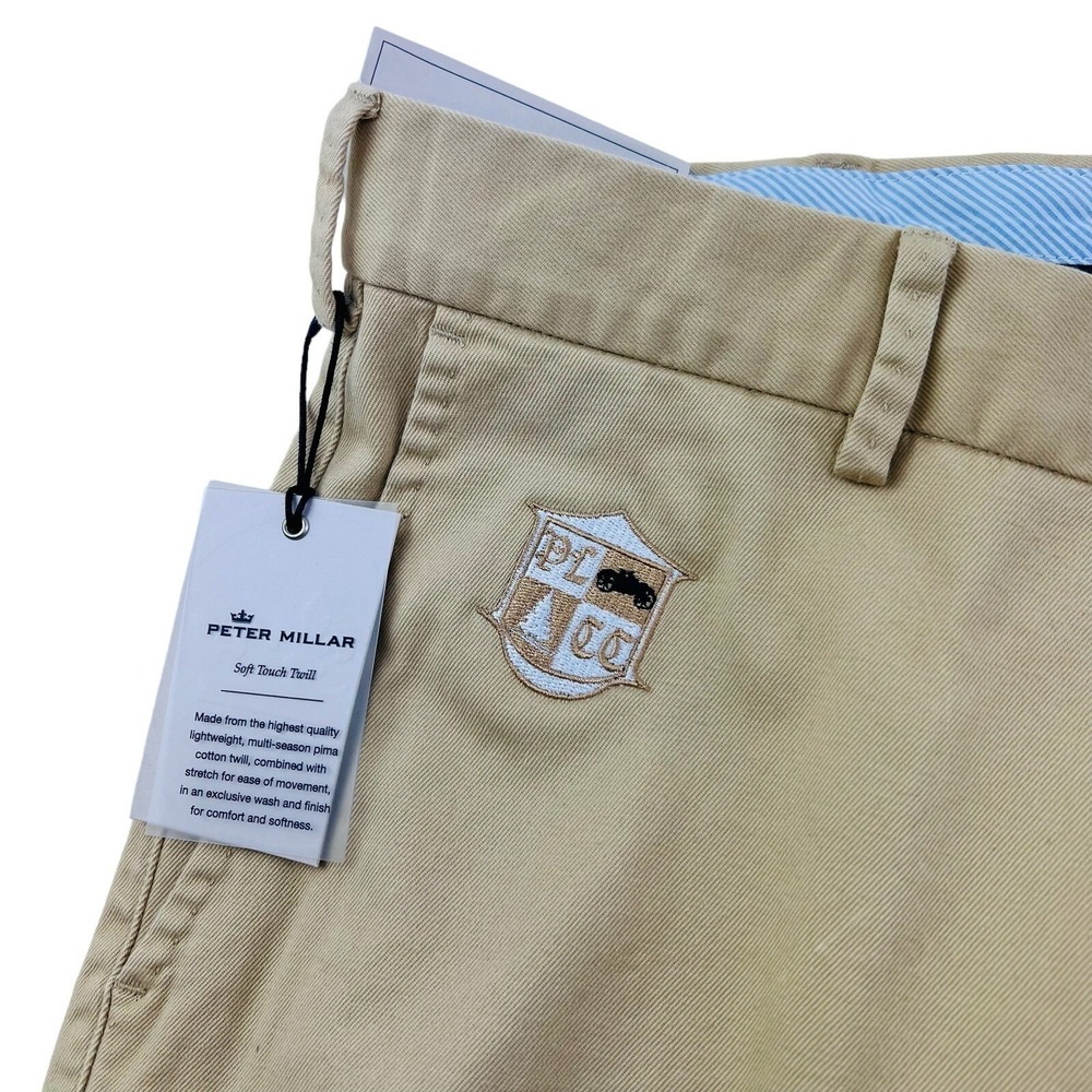 NWT Peter Millar Desert Sand Flat Front Cotton Spandex Pants Mens Size 36X34 - Picture 5 of 6